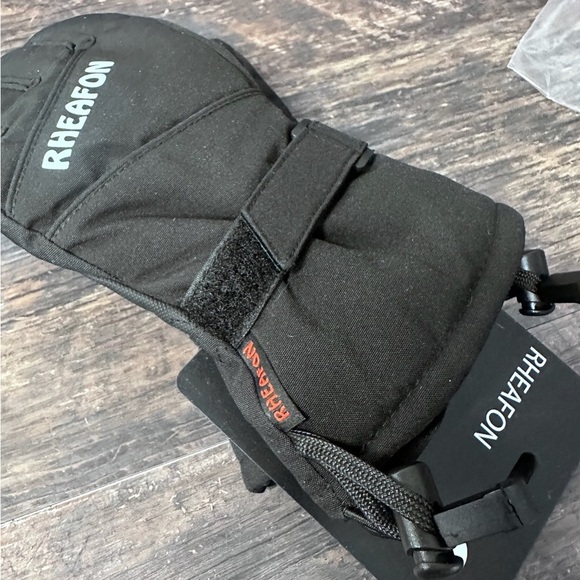 Rheafon Ski Snow Black Winter Gloves Waterproof Adjustable Cuffs Mens Medium - Picture 2 of 7